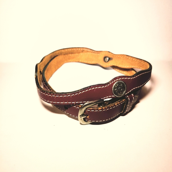 Circle Y Purple Western Conch Skinny Leather belt Size 32 - Picture 2 of 9